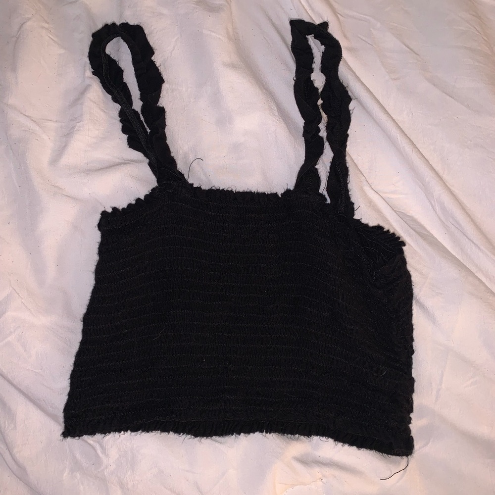 cropped black tank top